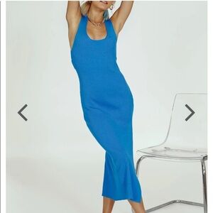 Cobalt Blue Ribbed Bodycon Midi Dress- My Girl Size 6
